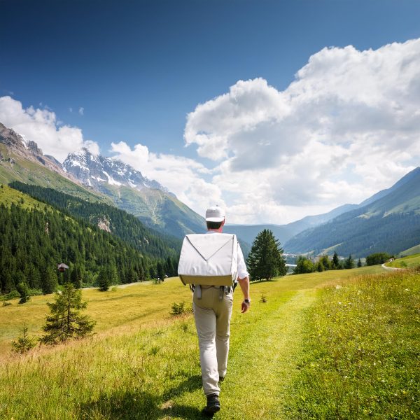 Firefly a postman walking in the nature with mountains 83350
